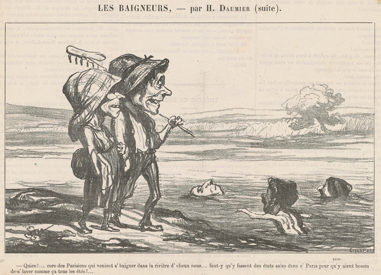 Quien! ... Kjerne av parisere som kom for å bade ... av Honoré Daumier