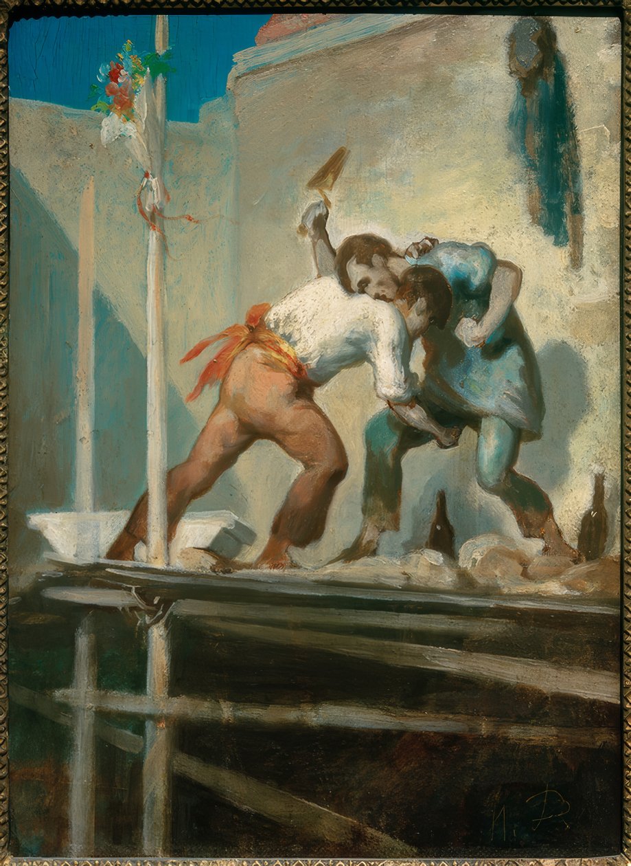 Skuffende murere av Honoré Daumier
