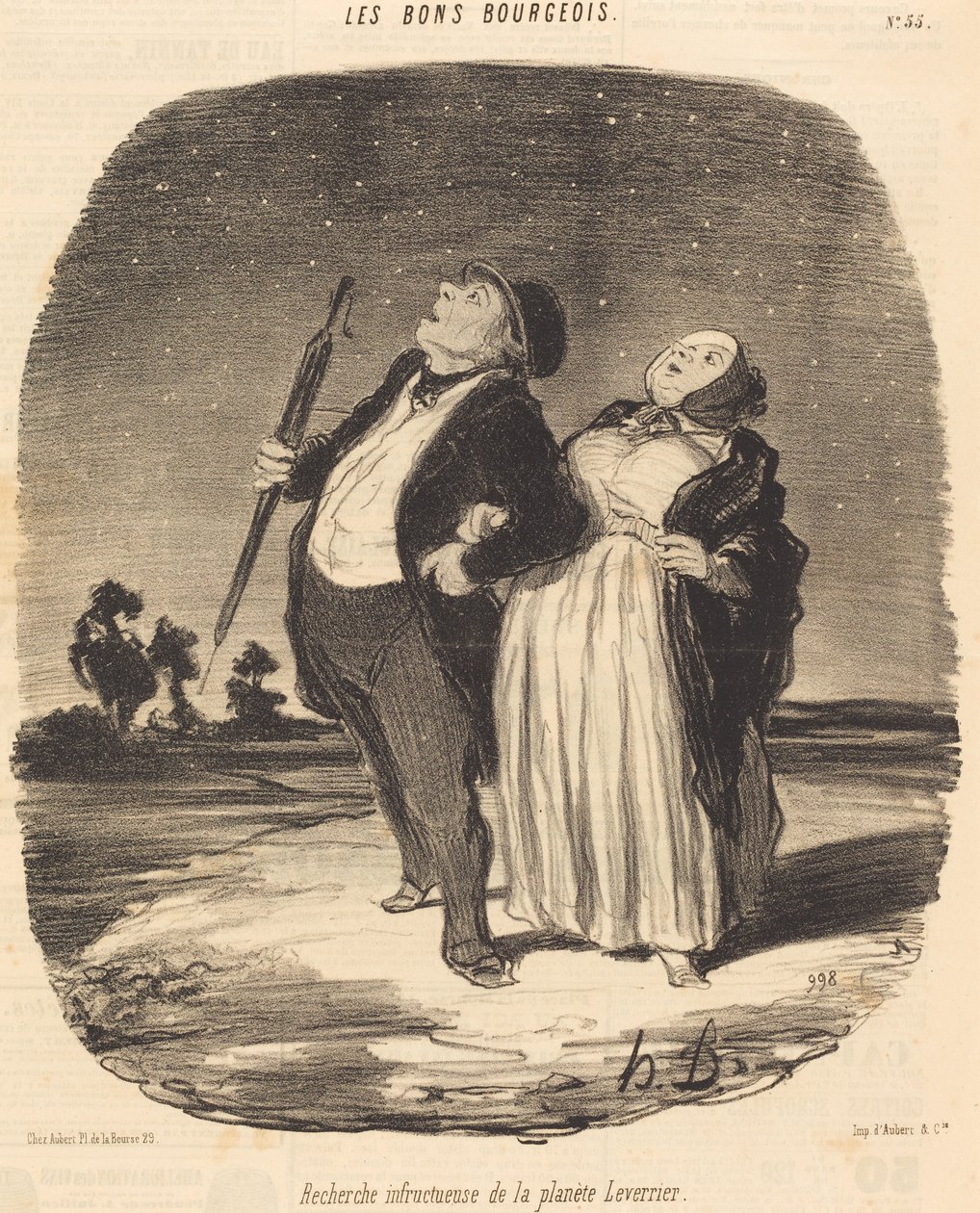 Mislykket søk etter planeten Leverrier av Honoré Daumier