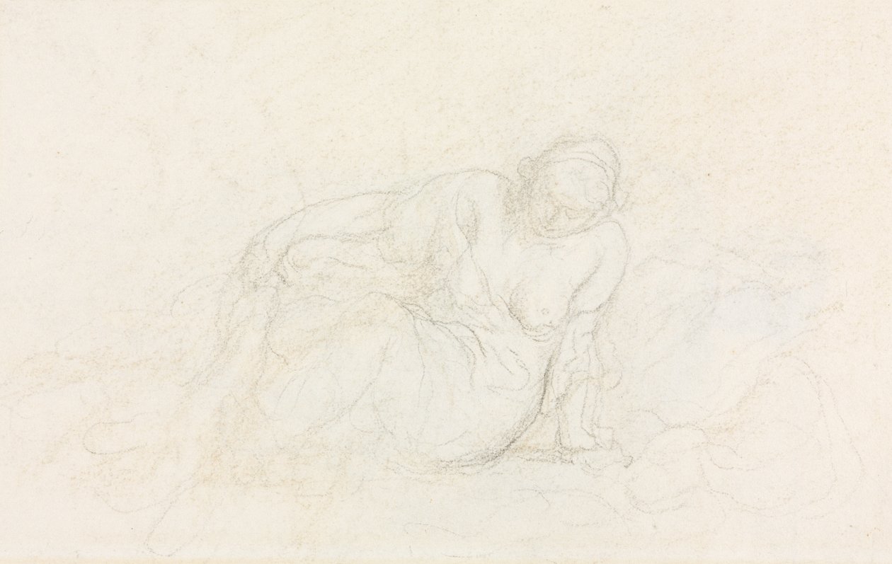 Tilbakelent kvinne lener seg på armen (verso) av Honoré Daumier