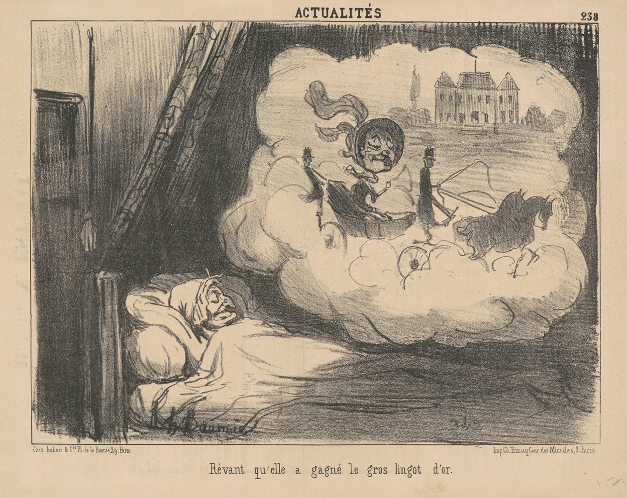Drømmer om at hun vant den store gullbaren. av Honoré Daumier