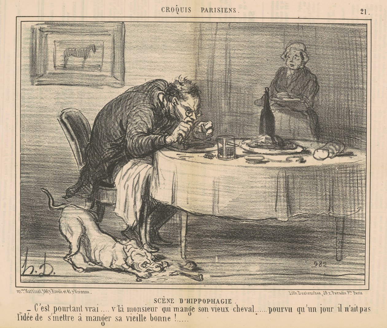 Hippofagi scene av Honoré Daumier