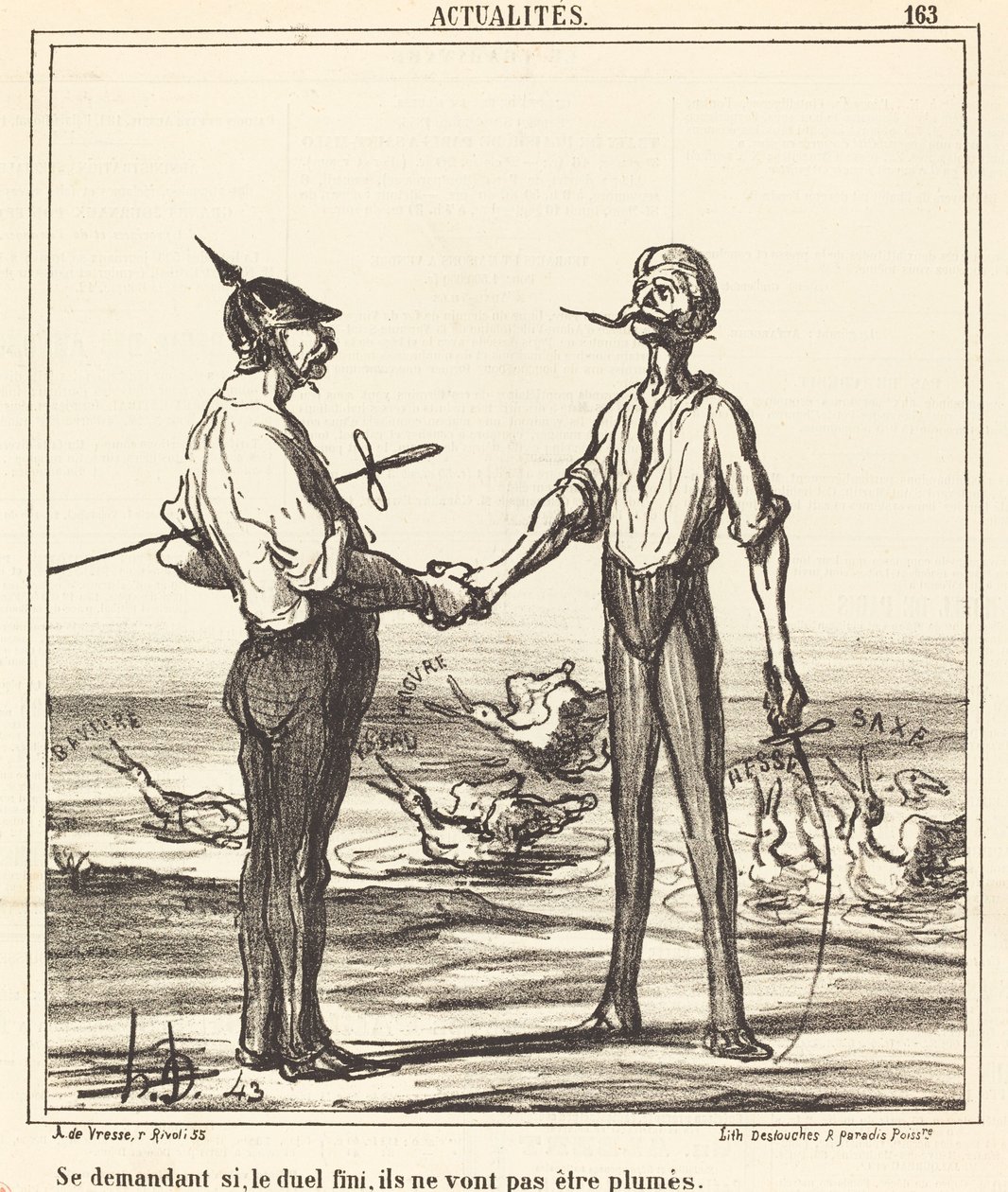 Lurer på om duellen over, ikke blir fjæret av Honoré Daumier