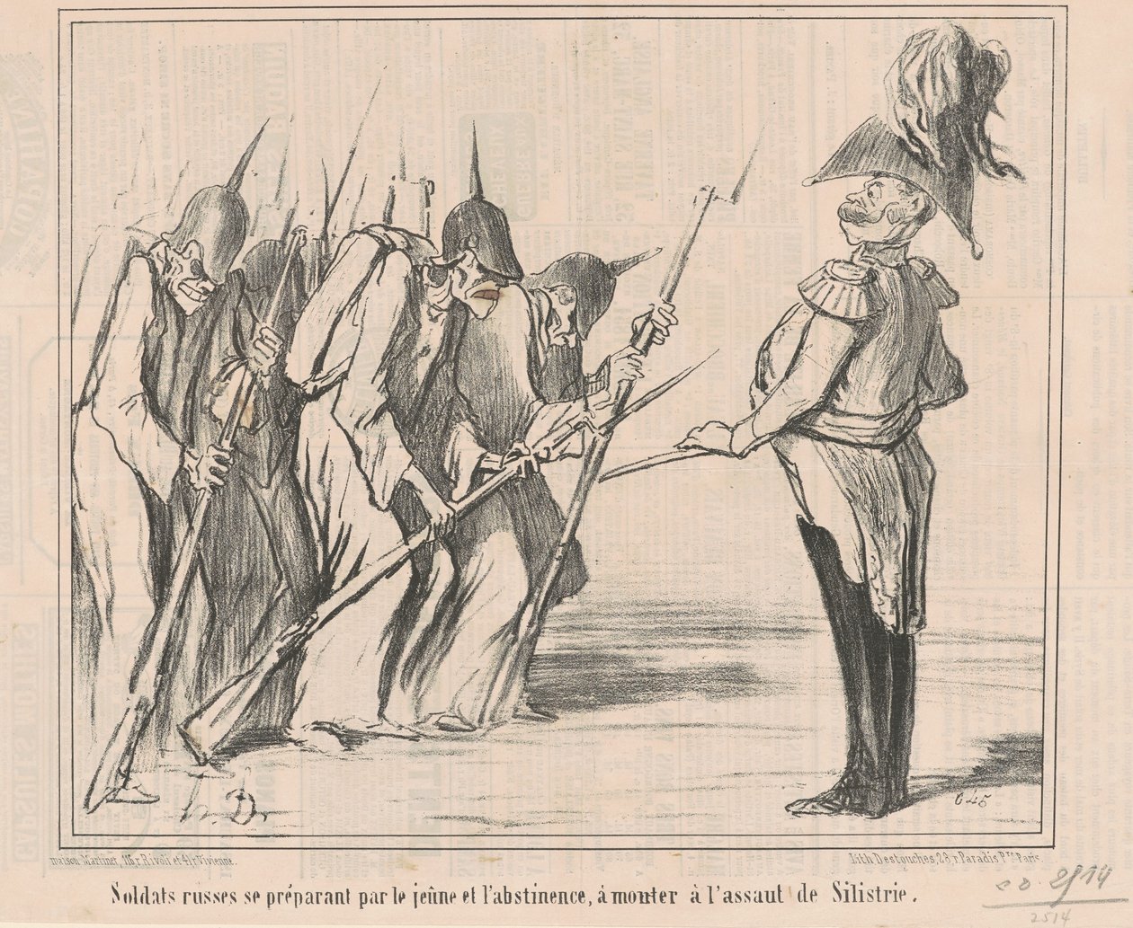 Russiske soldater gjør seg klar av de unge... av Honoré Daumier