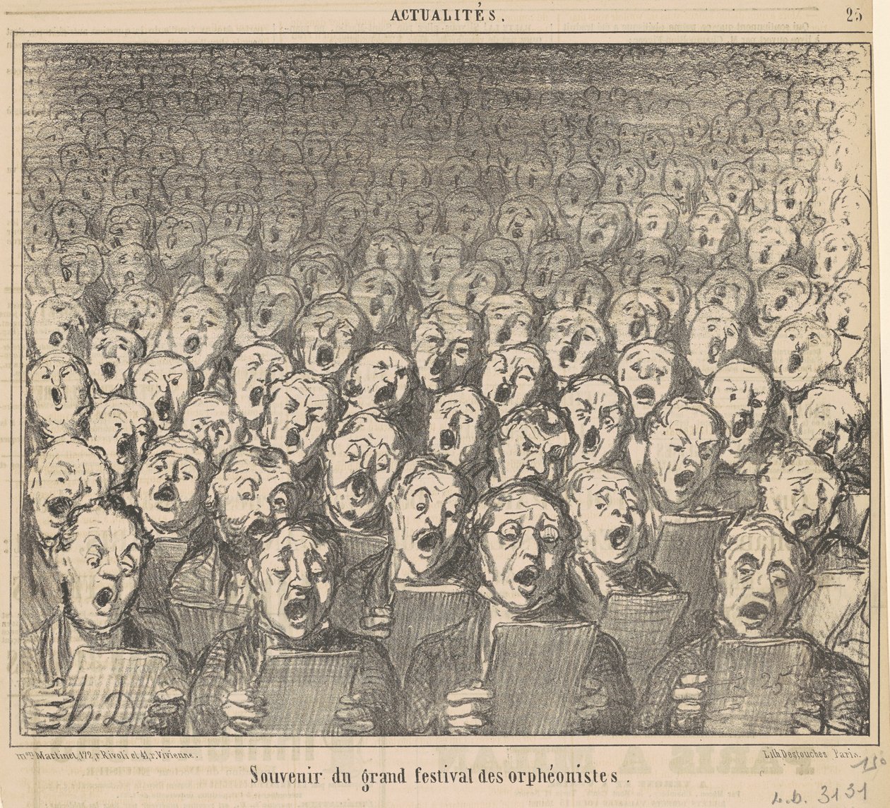 Suvenir fra den store festivalen av orpheonists av Honoré Daumier