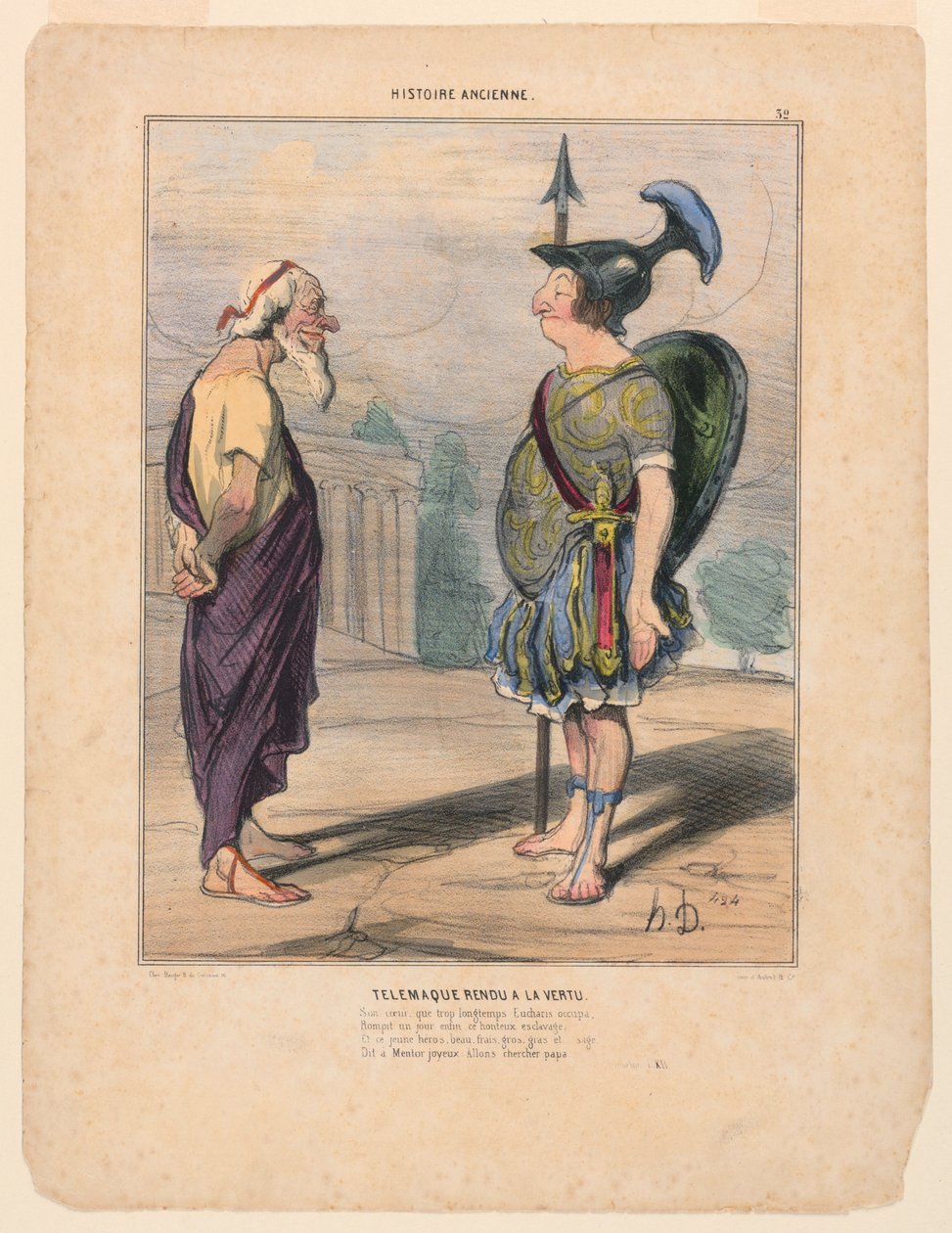 Telemachus kom tilbake til dyden av Honoré Daumier