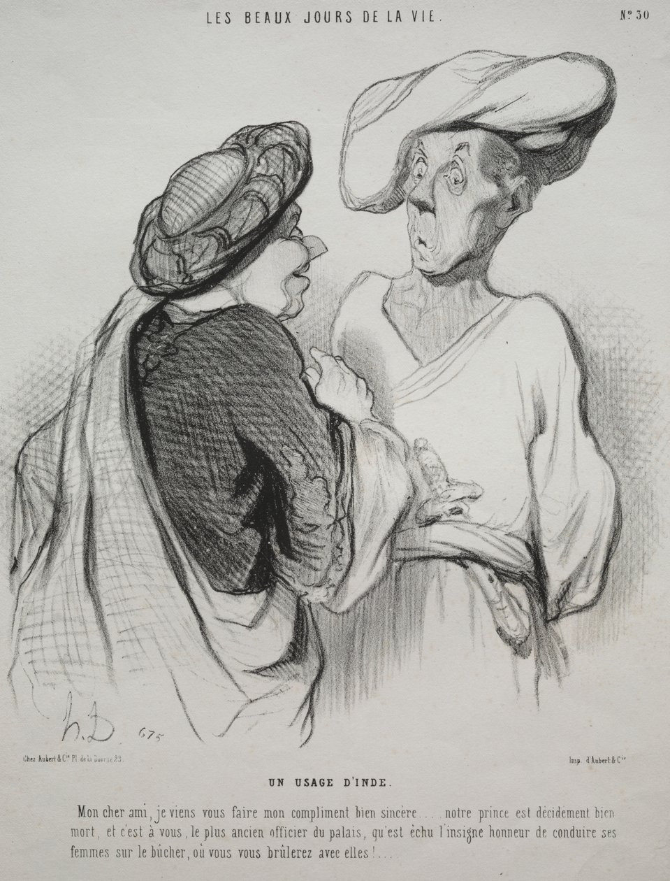 Livets vakre dager, plate 30: An Indian Custom av Honoré Daumier