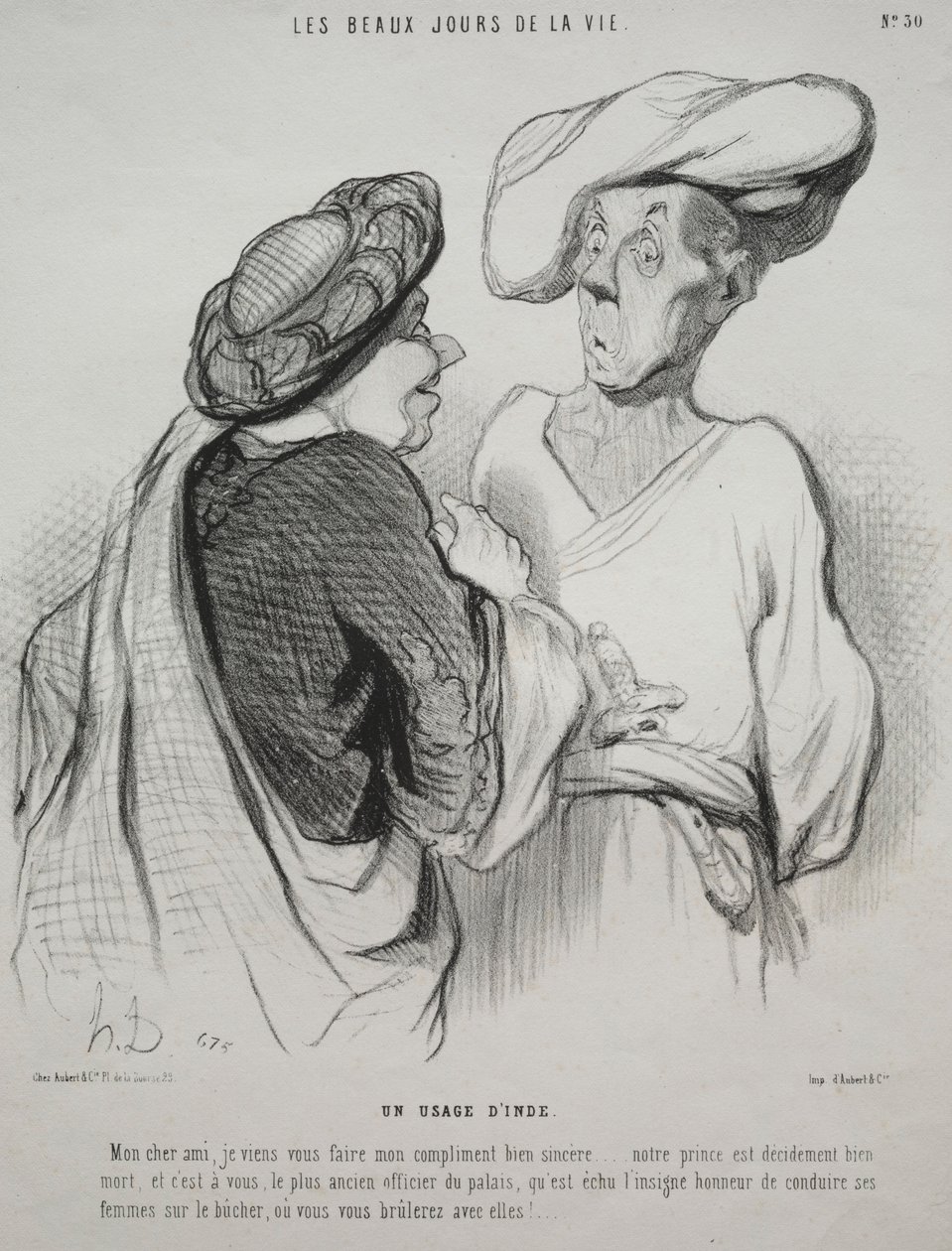 The Beautiful Days of Life, plate 30: An Indian Custom, 1844. av Honoré Daumier