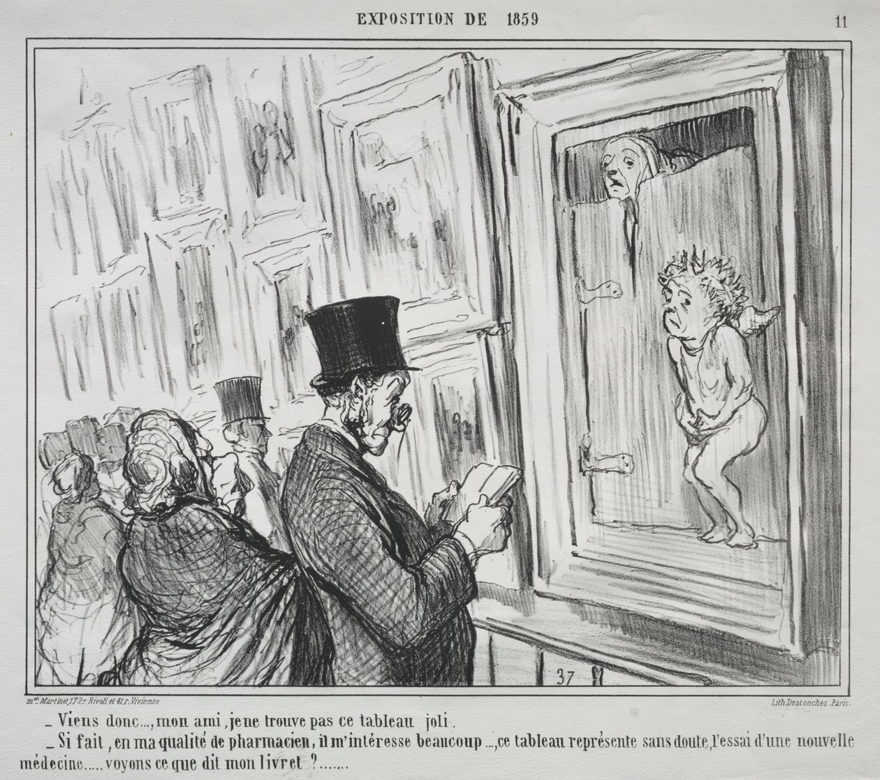 Utstillingen 1859 (plate 11): Kom hit, min venn, jeg synes ikke dette maleriet er vakkert av Honoré Daumier