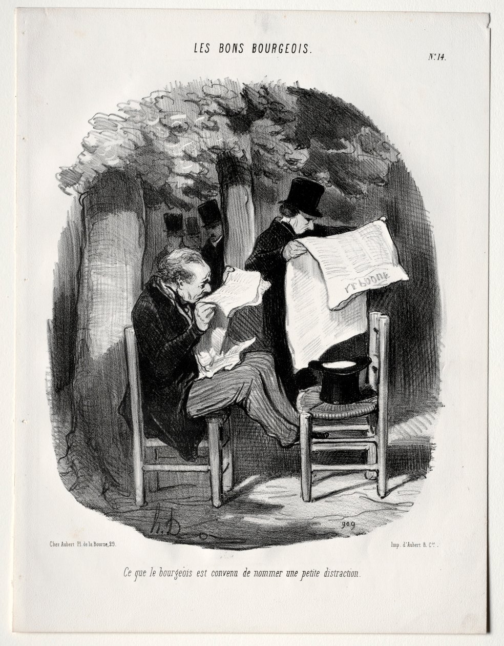 The Good Bourgeois, plate 14: What the bourgeois anser som en distraksjon, 1846. av Honoré Daumier