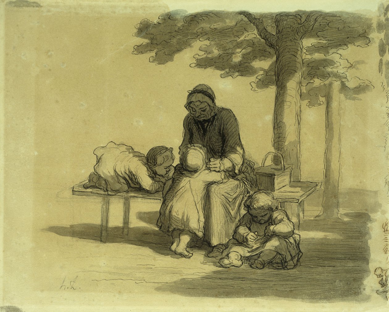 Bestemoren; En bestemor, av Honoré Daumier