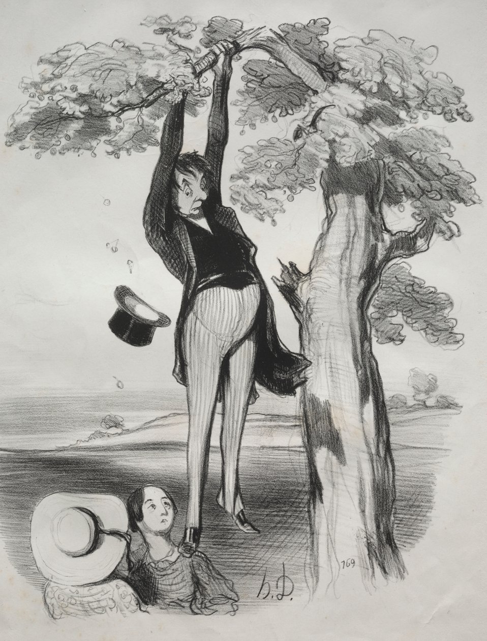 Farene ved å riste et plommetre for kraftig (når man er en voksen mann) av Honoré Daumier