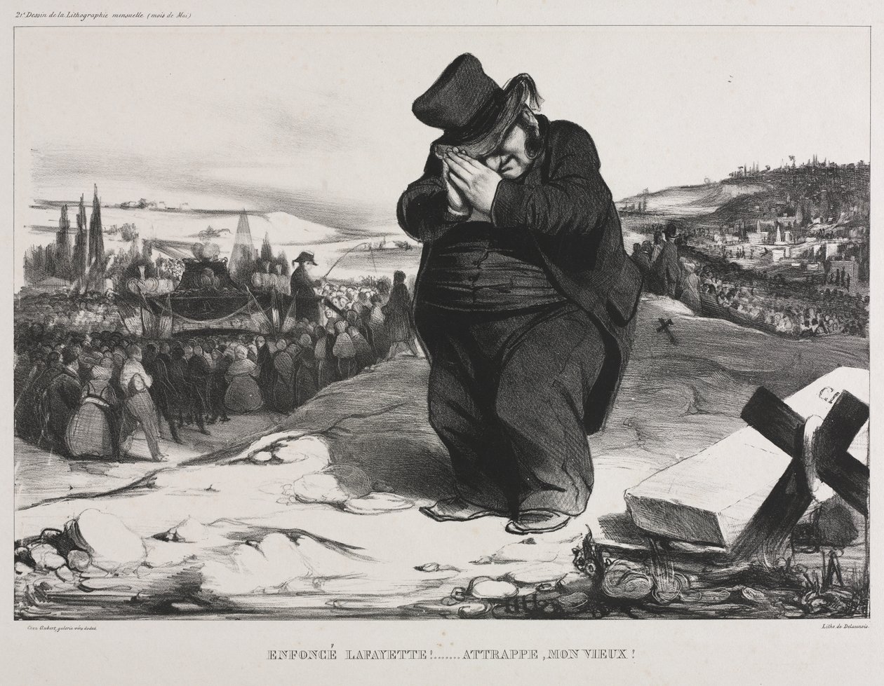 Månedsforeningen (plate 22): Mislyktes Lafayette! Det tjener deg rett, min gamle venn! av Honoré Daumier