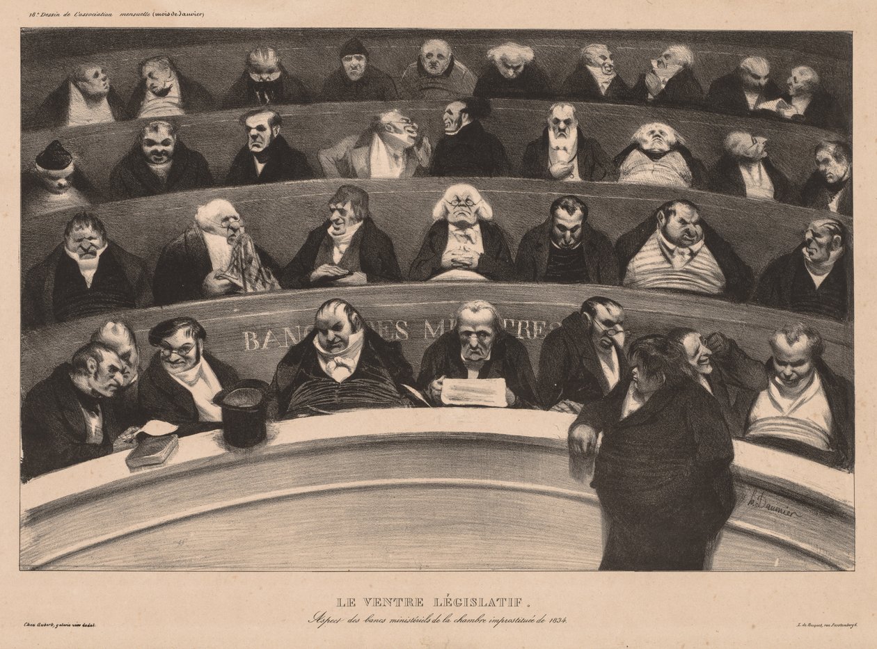 The Monthly Association plate 18: The Legislative Belly, 1834. av Honoré Daumier