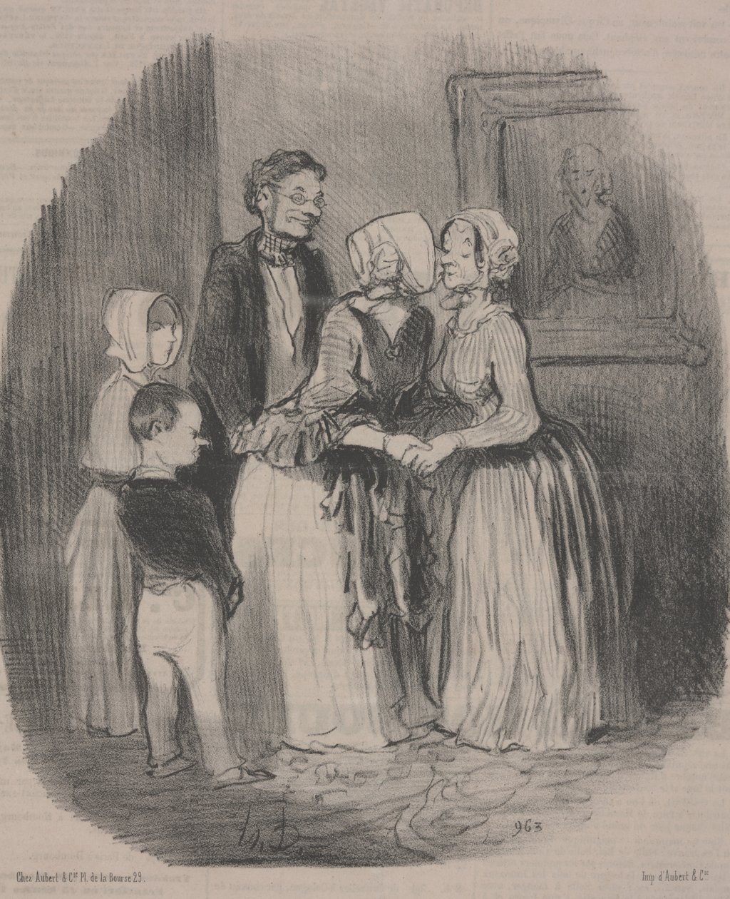 Det obligatoriske nyttårsbesøket til tante Rabourdin av Honoré Daumier