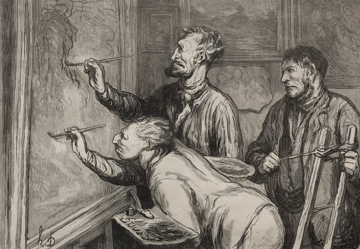 The Painters: The Last Stroke of the Brush, utstilling fra 1868. av Honoré Daumier