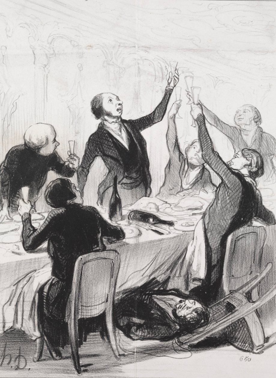 The Philanthropists of the Day, plate 8: A 43d Toast...to the Temperance Society, 1844. av Honoré Daumier