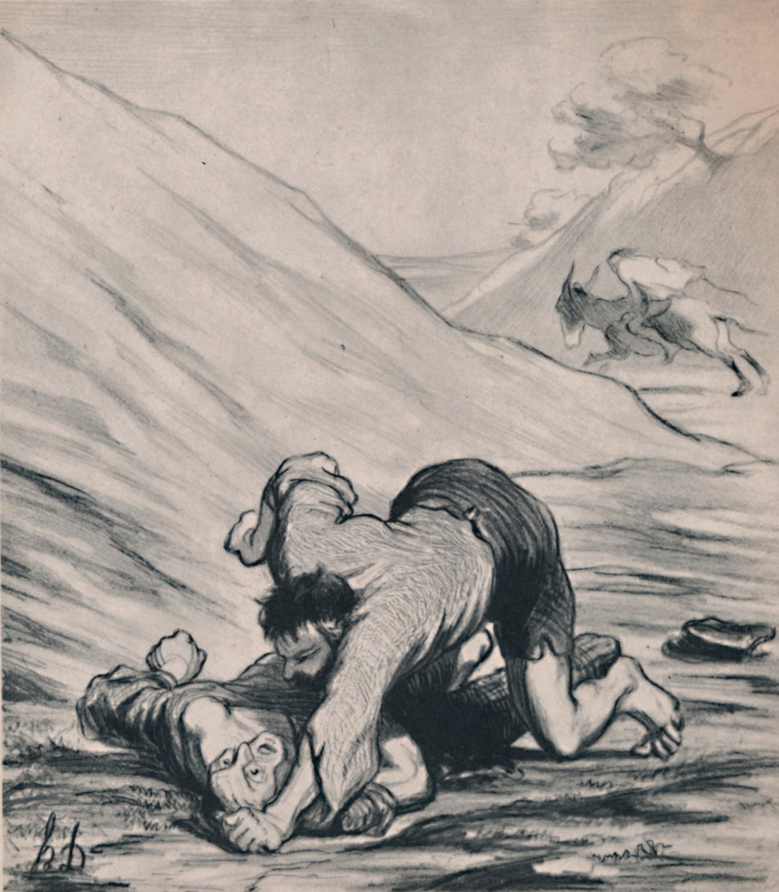 The Robbers and the Donkey, ca. 1860-tallet, 1946. av Honoré Daumier