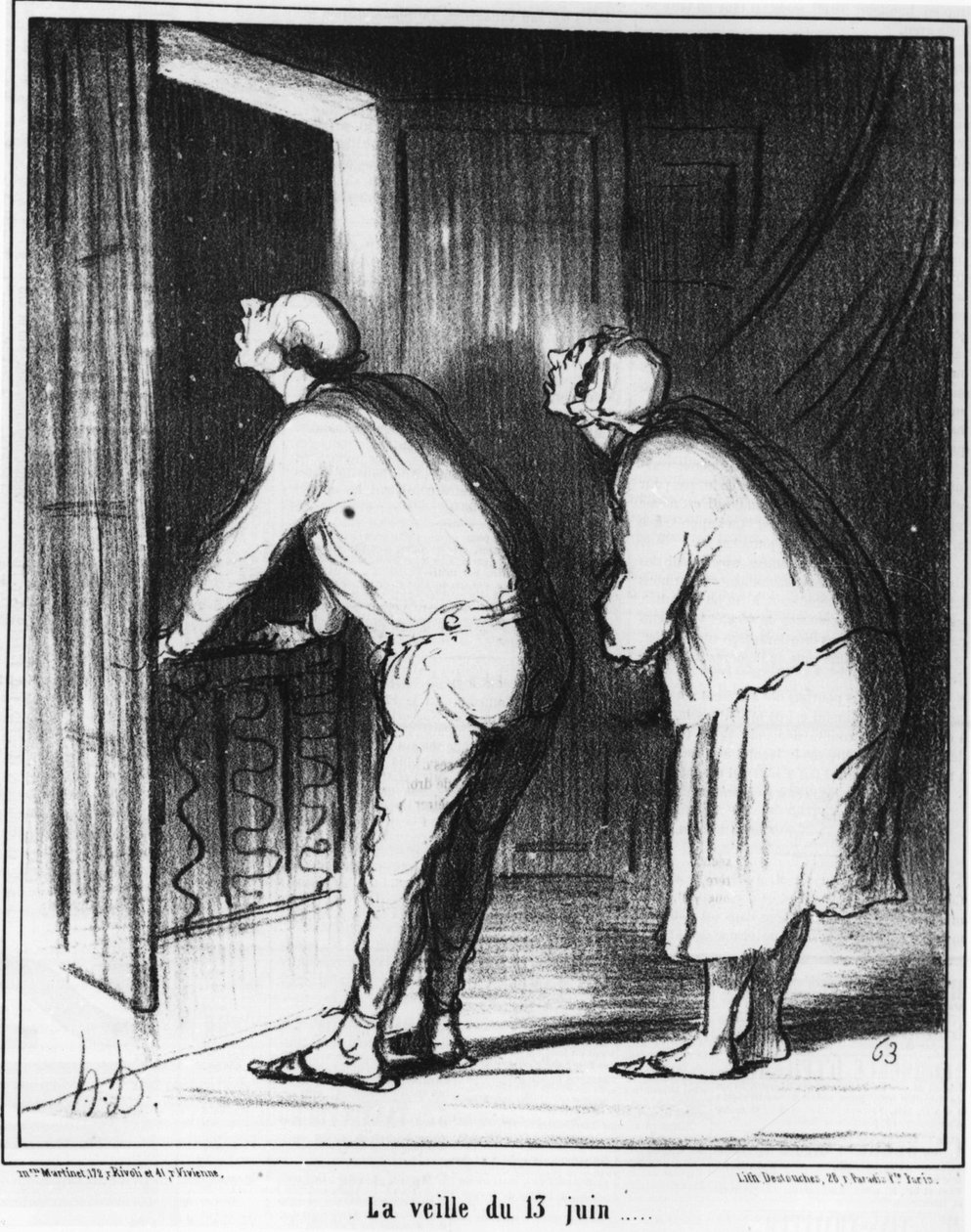 Kvelden 13. juni..., tegneserie av Honore Daumier (1808-1879). “Charivari” av Honoré Daumier