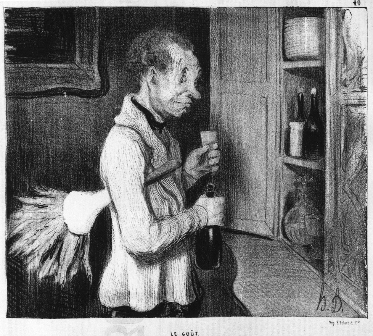 Smaken: serie fra “” Five senses””, av Honore Daumier (1808-1879). ""Charivari" av Honoré Daumier