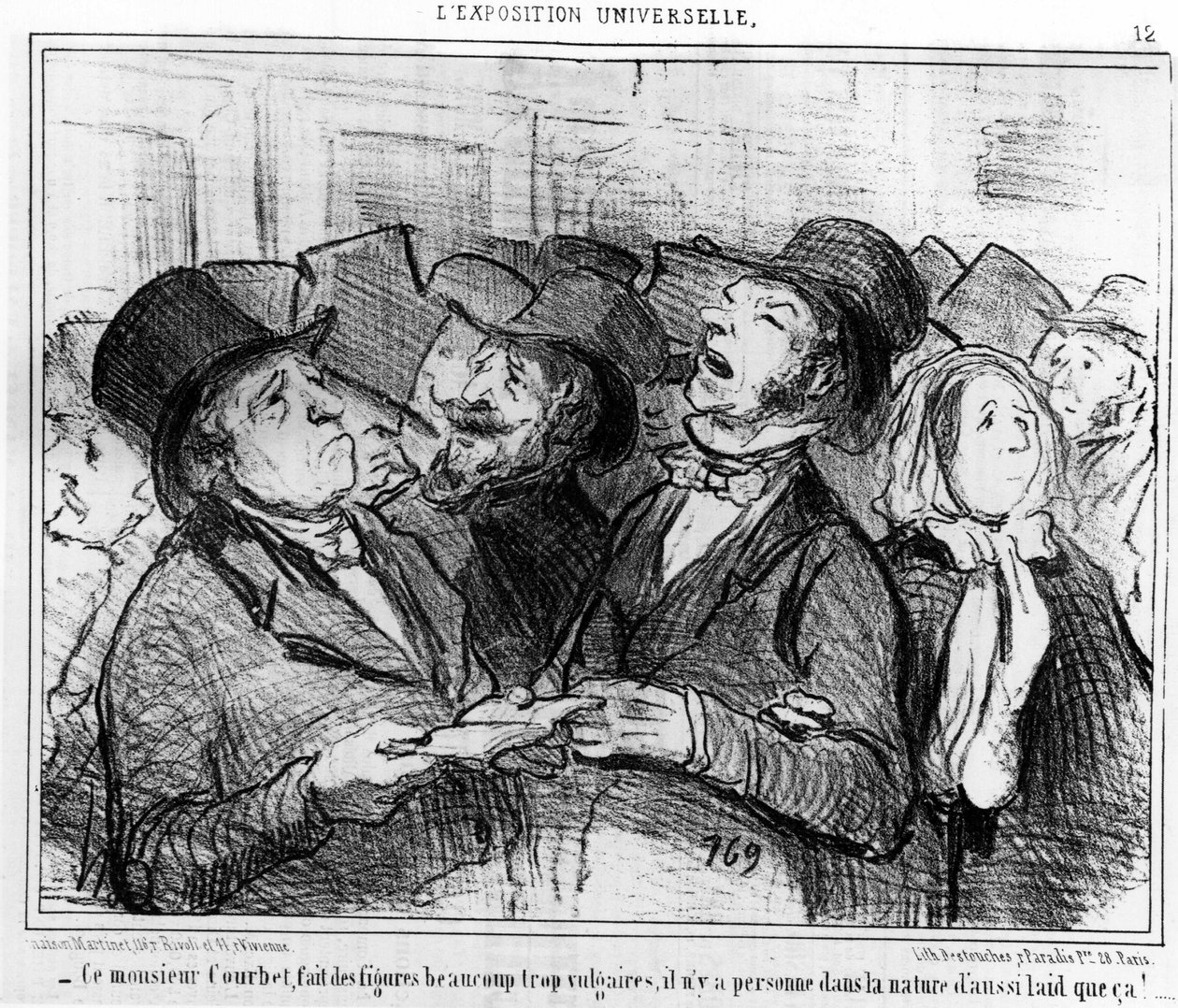 Denne herren Courbet, lager alt for vulgære figurer, det er ingen i naturen som er så stygg som det!... , hentet fra “” Paintings and Salons”, tegneserieserie av Honore Daumier (1808-1879). “Charivari” av Honoré Daumier