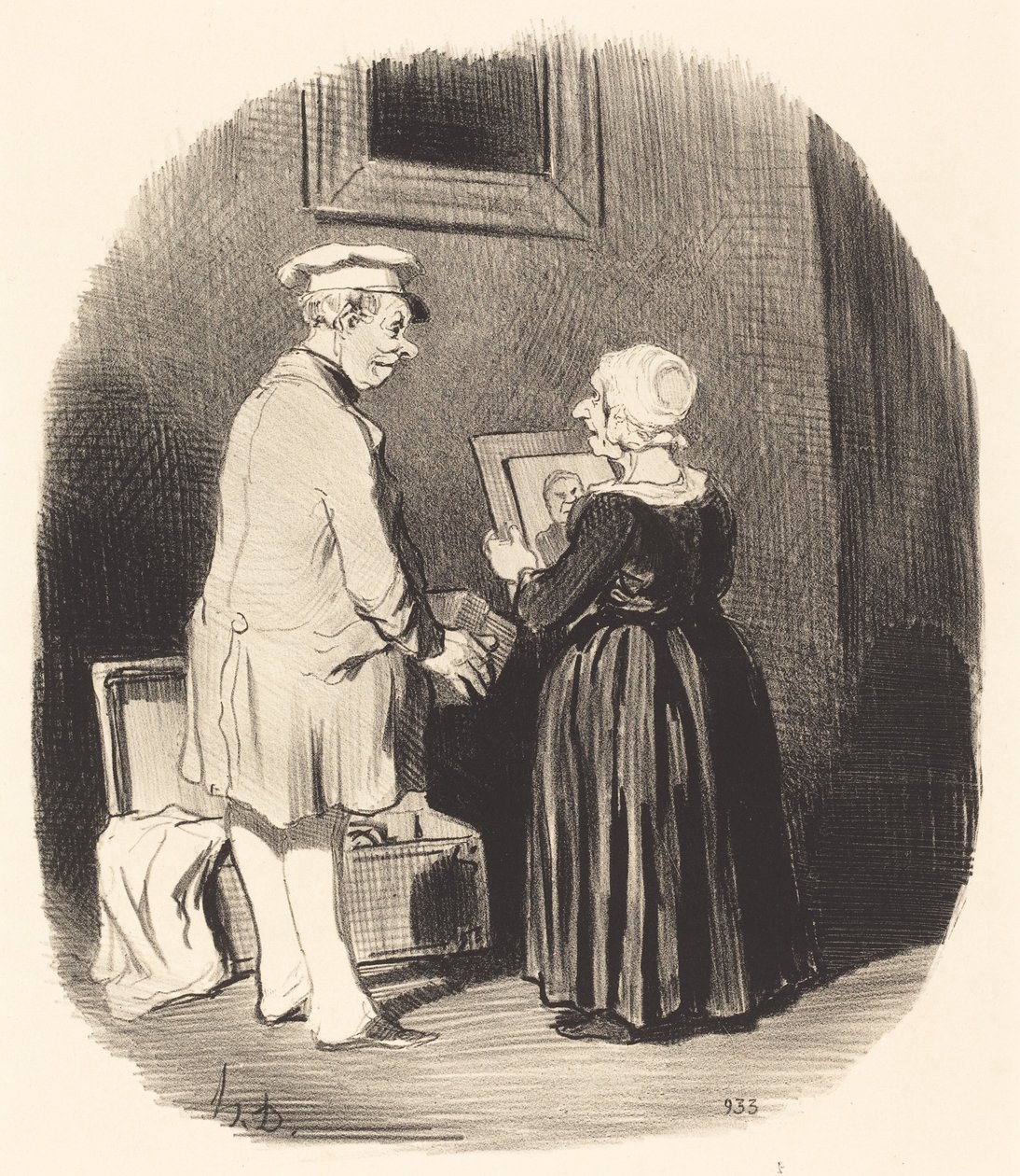 Her, min kone, her er mitt portrett... av Honoré Daumier