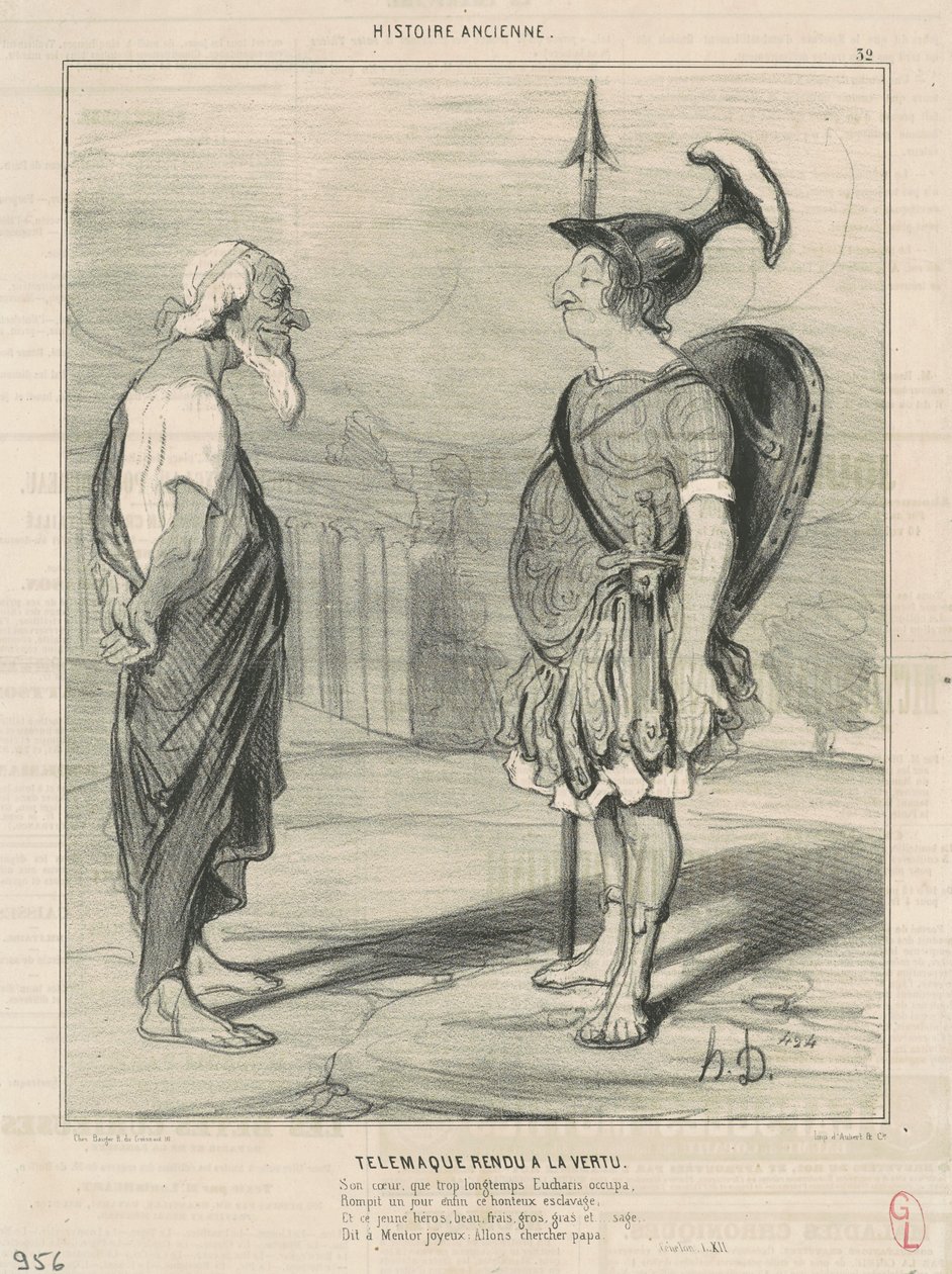 Telemachus gjenopprettet til dyd av Honoré Daumier