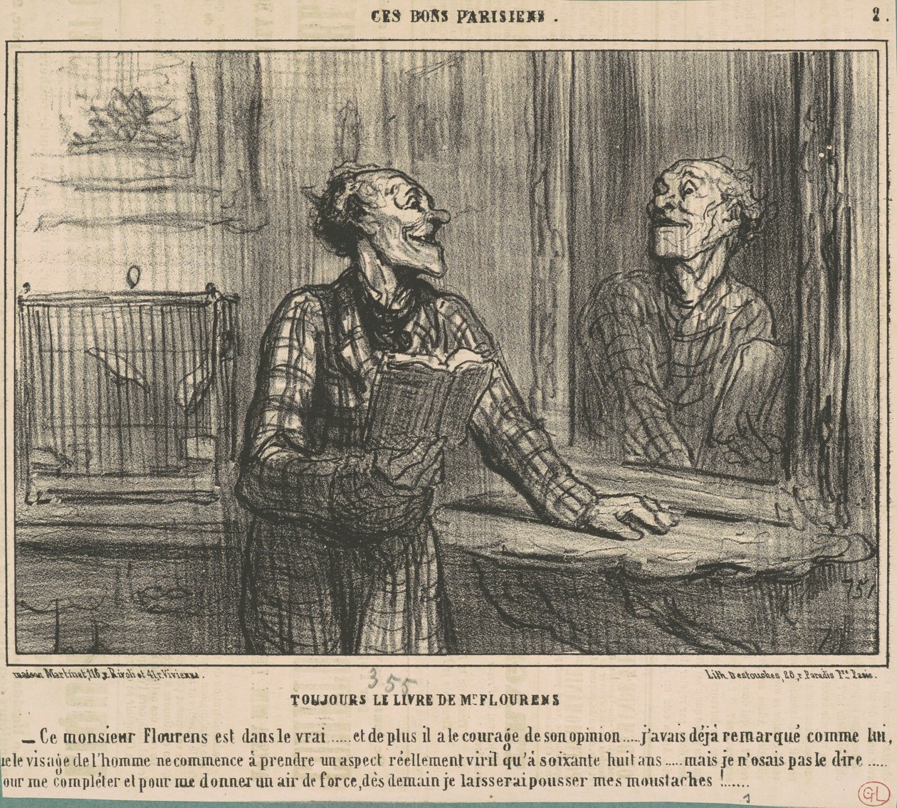 Fortsatt boken av M. Flourens av Honoré Daumier