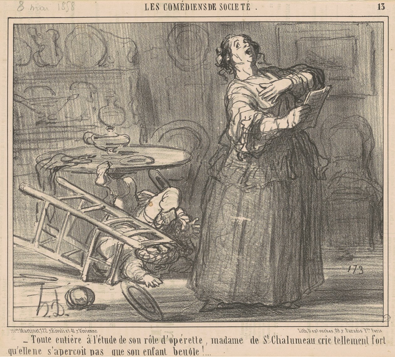 Studerer sin rolle fullstendig... av Honoré Daumier