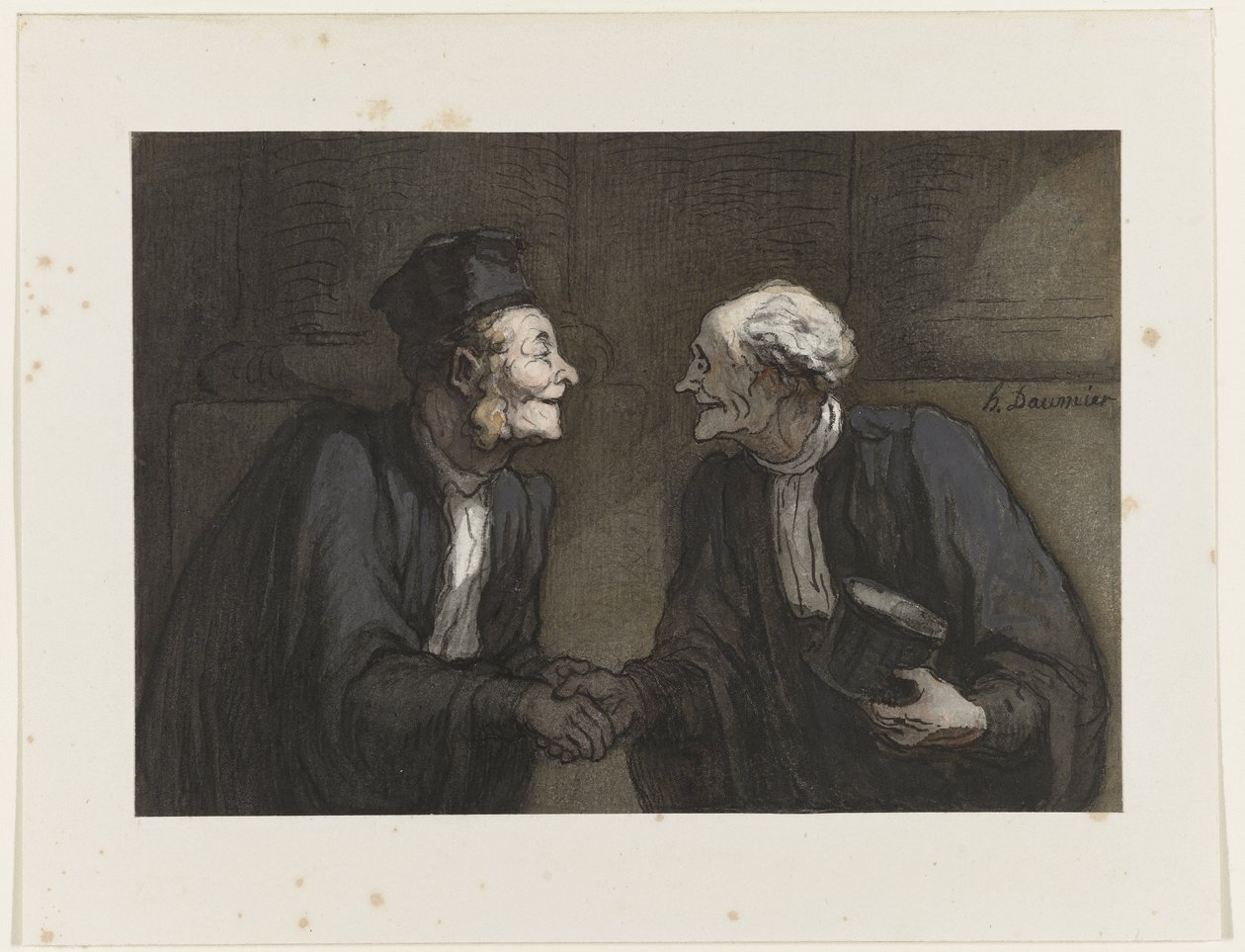 To advokater som håndhilser, ca. 1840 av Honoré Daumier