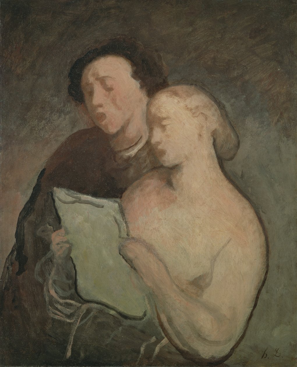 To sangere, ca. 1850-60 av Honoré Daumier