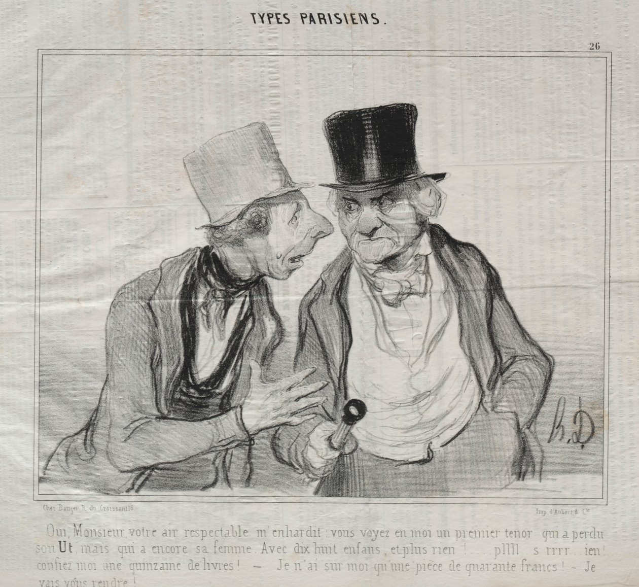 Typer Parisiens, plate 26: Ja, herre, din respektable luft oppmuntrer meg..., 29. mai 1840. av Honoré Daumier