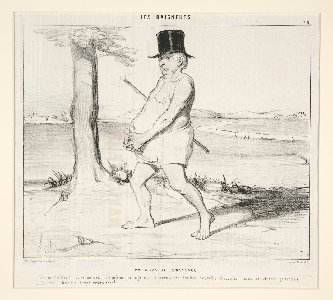 Et tillitsbrudd. Elendig!! rane en advokat fra fengselet som svømmer under beskyttelse av naturlige og sosiale lover! av Honoré Daumier