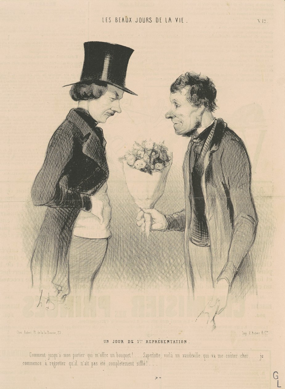 En dag med 1. forestilling av Honoré Daumier