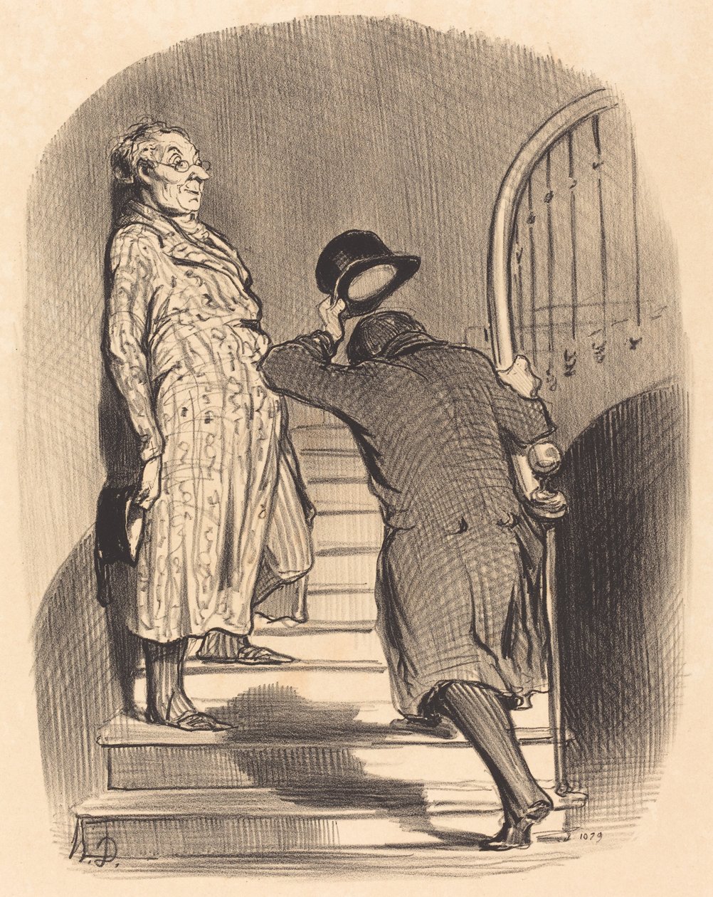 En leietaker som betaler sin termin nøyaktig av Honoré Daumier