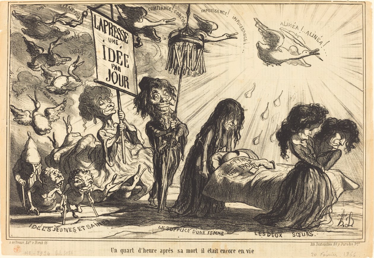 Et kvarter etter hans død var han fortsatt i live (A Quarter of an Hour after His Death, He Was Still Alive) av Honoré Daumier