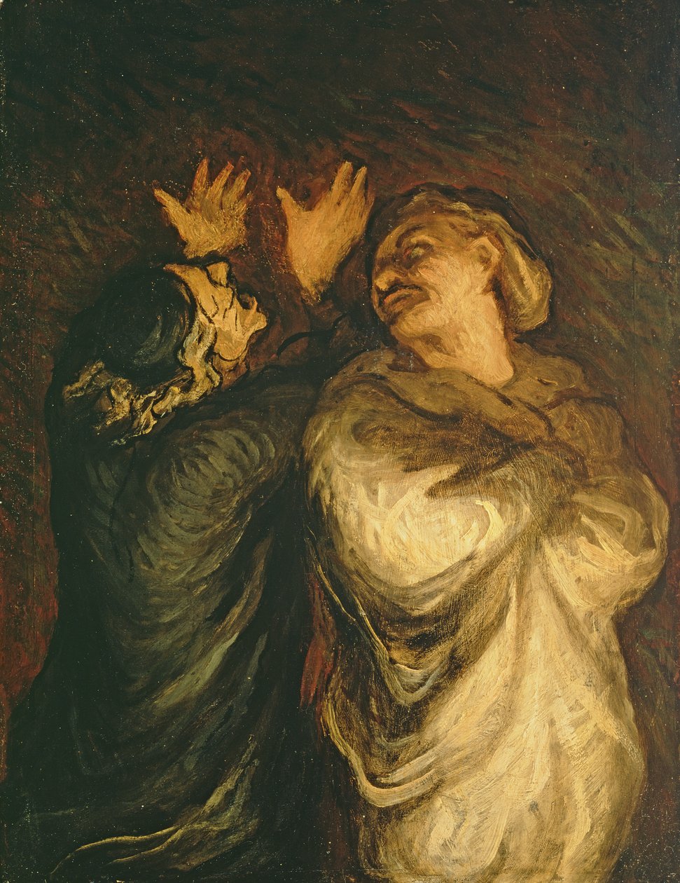 Un Scapin, 1860-62 (olje på vugget panel) av Honoré Daumier