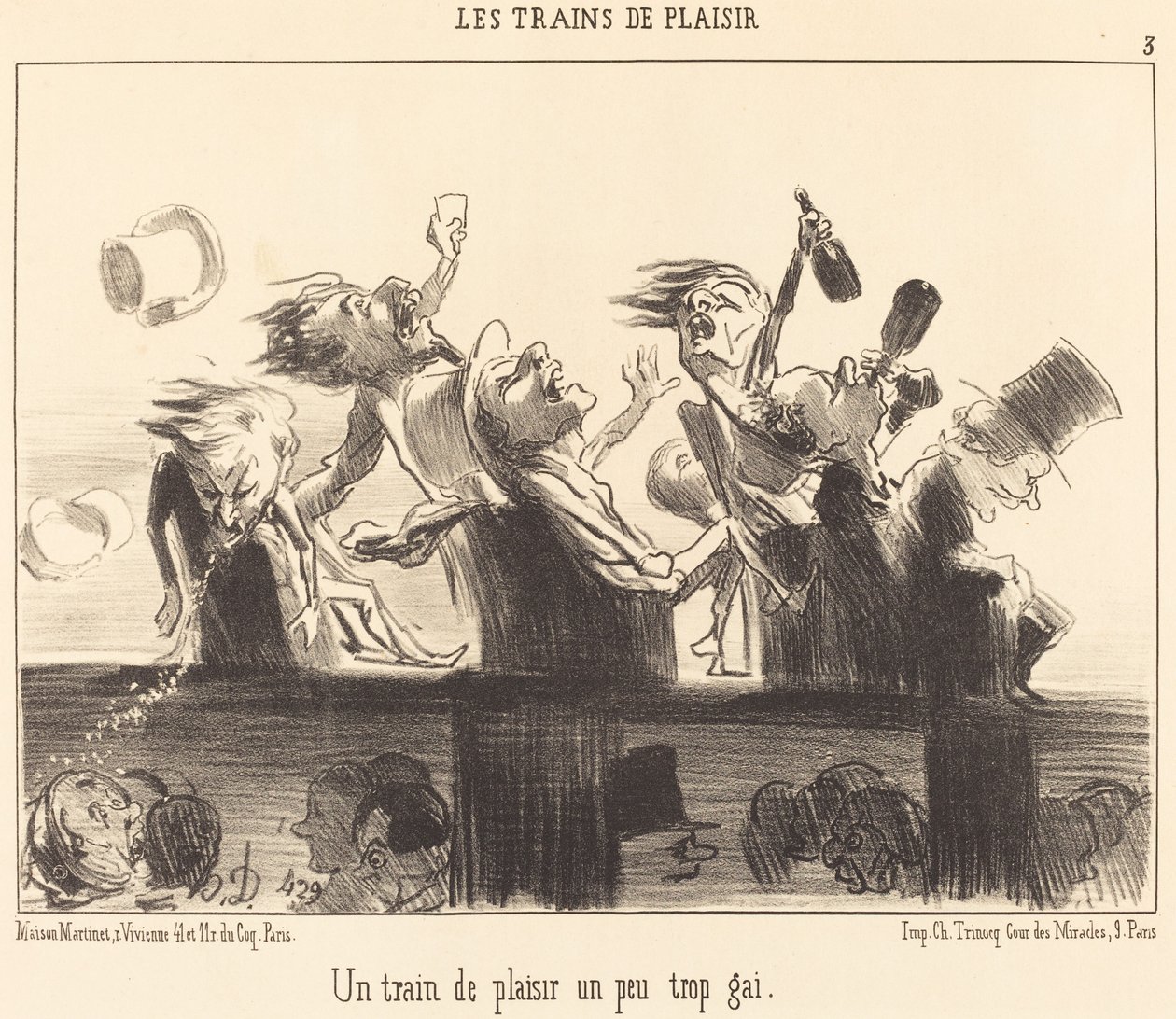 Et lysttog som er litt for muntert av Honoré Daumier