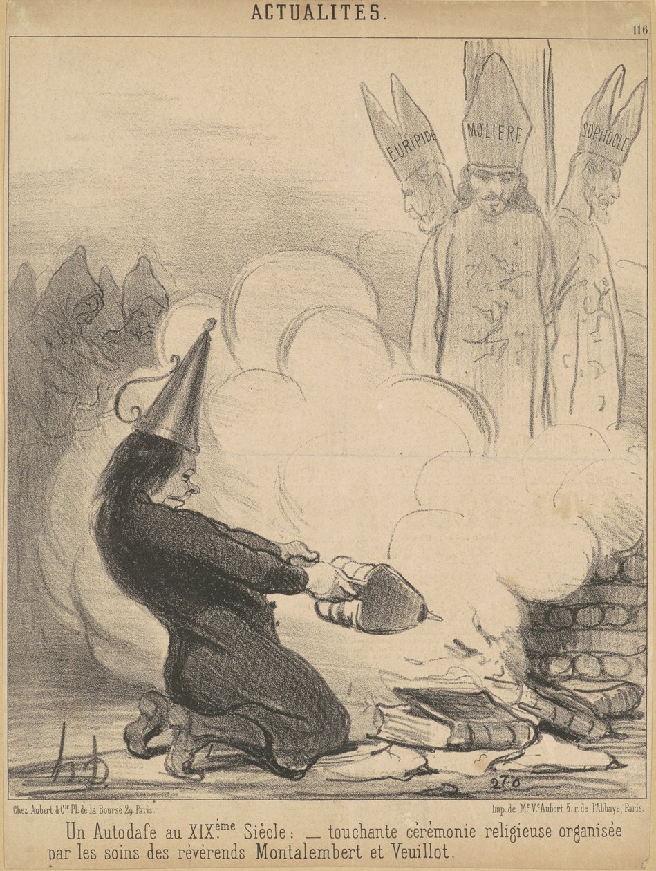 En bok som brenner på 1800-tallet av Honoré Daumier