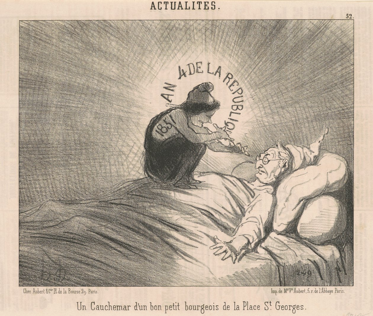 Et mareritt av en ... Bourgeois av Place St. Georges av Honoré Daumier