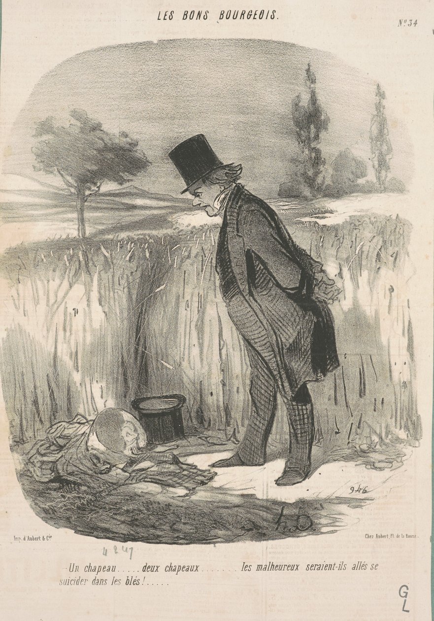En lue... to hatter... den uheldige... av Honoré Daumier