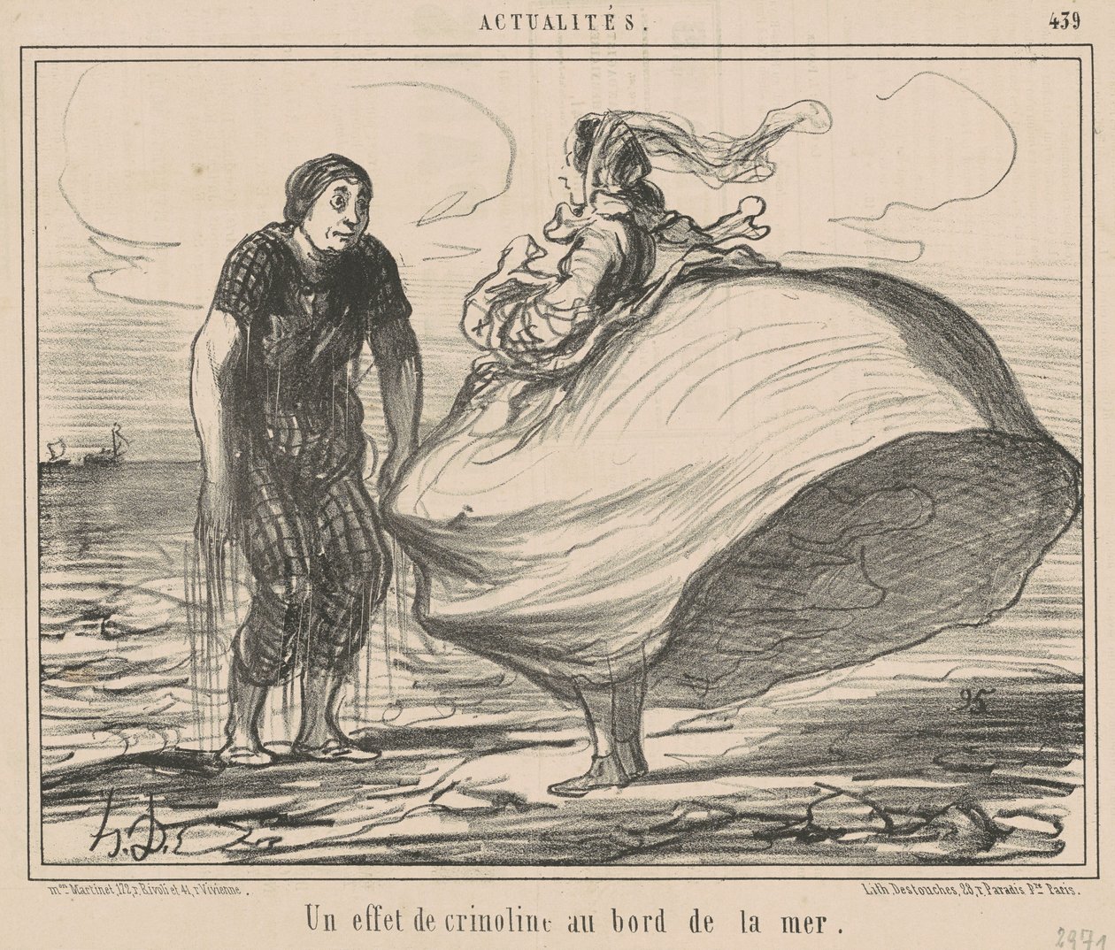 En krinolineffekt ved sjøen av Honoré Daumier