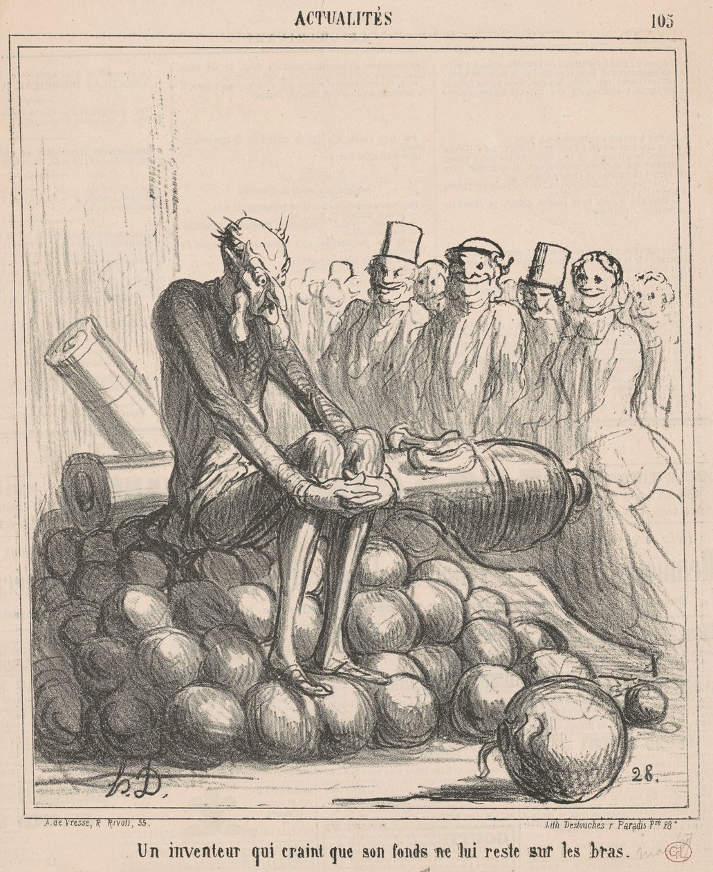 En oppfinner som frykter at fondet hans vil forbli... av Honoré Daumier