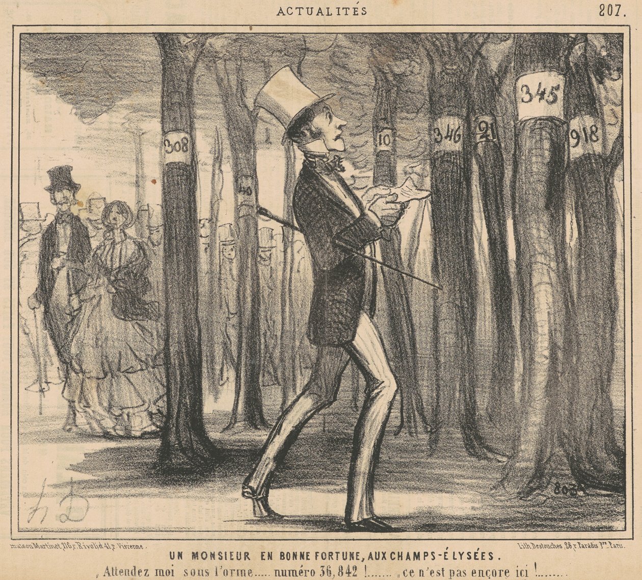 En herre i lykke på Champs-Elysées av Honoré Daumier