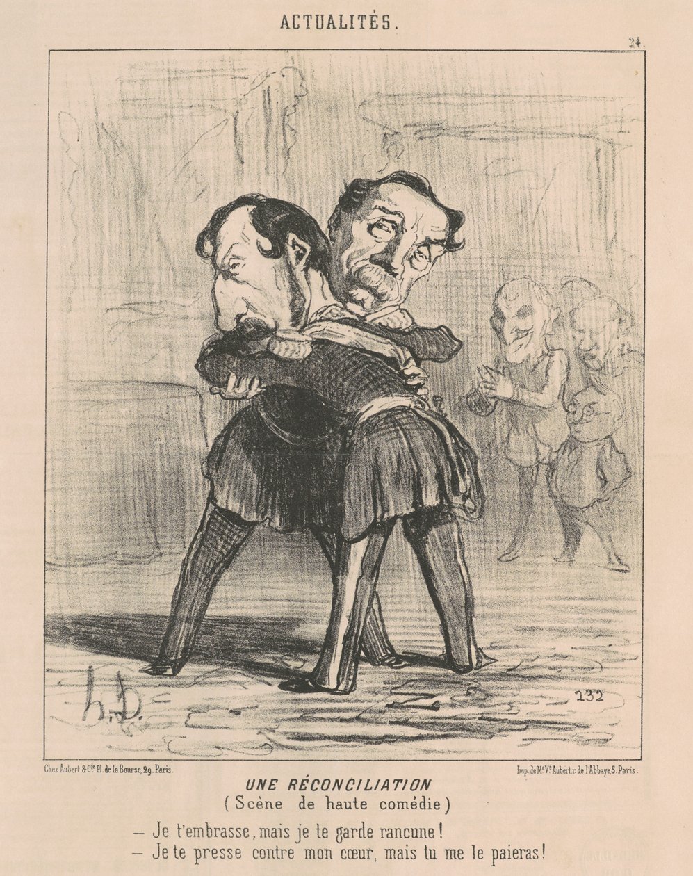 En forsoning, scene med høy komedie ... av Honoré Daumier