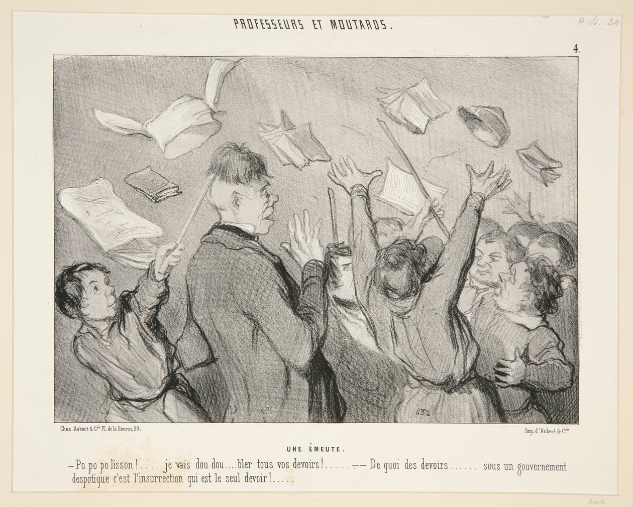 Opptøyer; #4 av professorer og sennep av Honoré Daumier