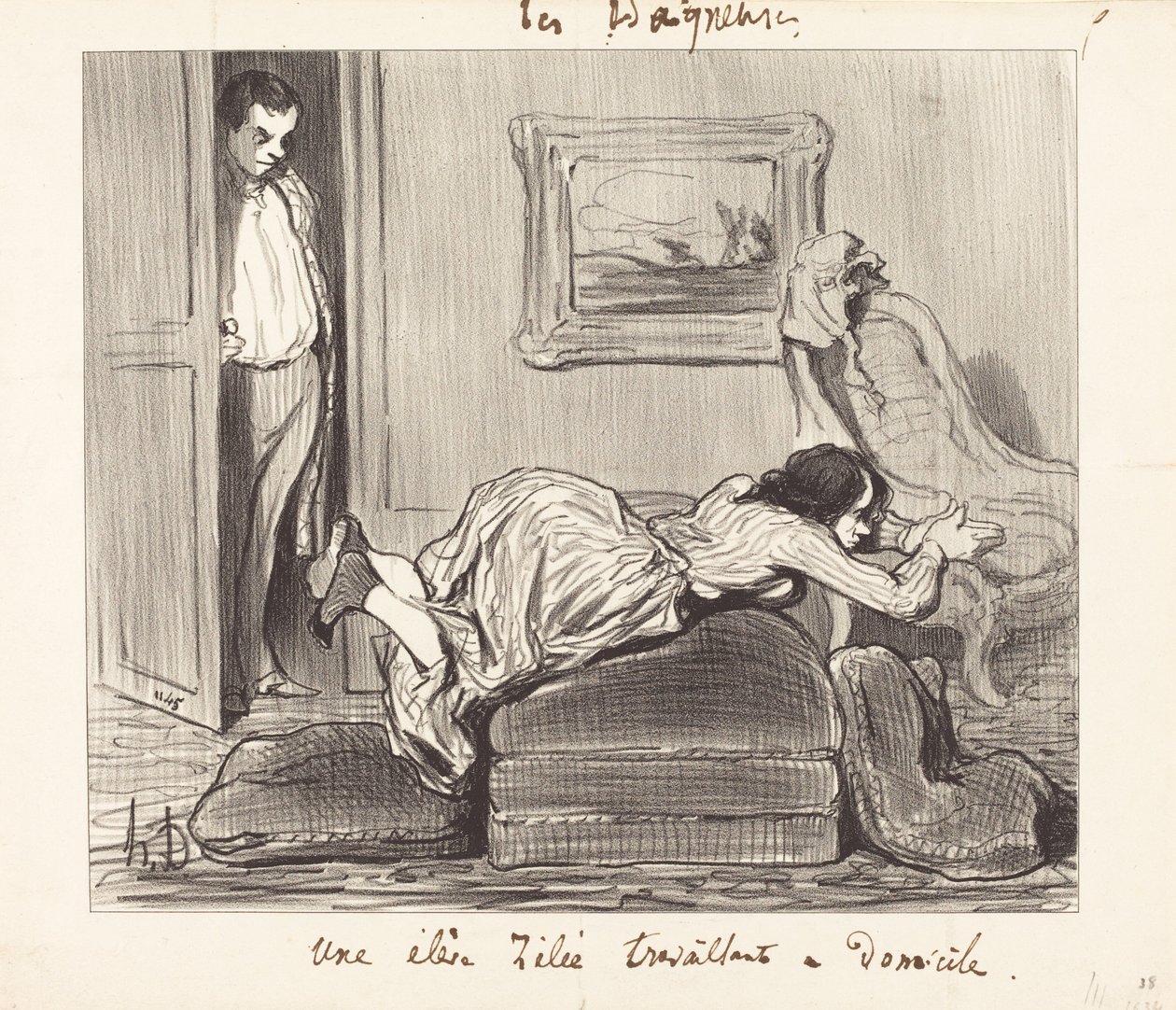 En elè...ivrig som jobber hjemmefra av Honoré Daumier