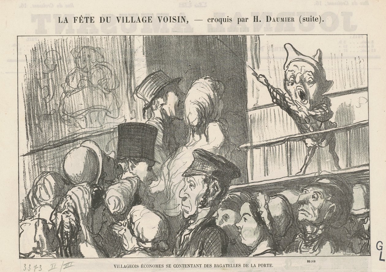 Nøysomme landsbyboere som nøyer seg...; På landsbygda er det ingen kuskestreik... av Honoré Daumier