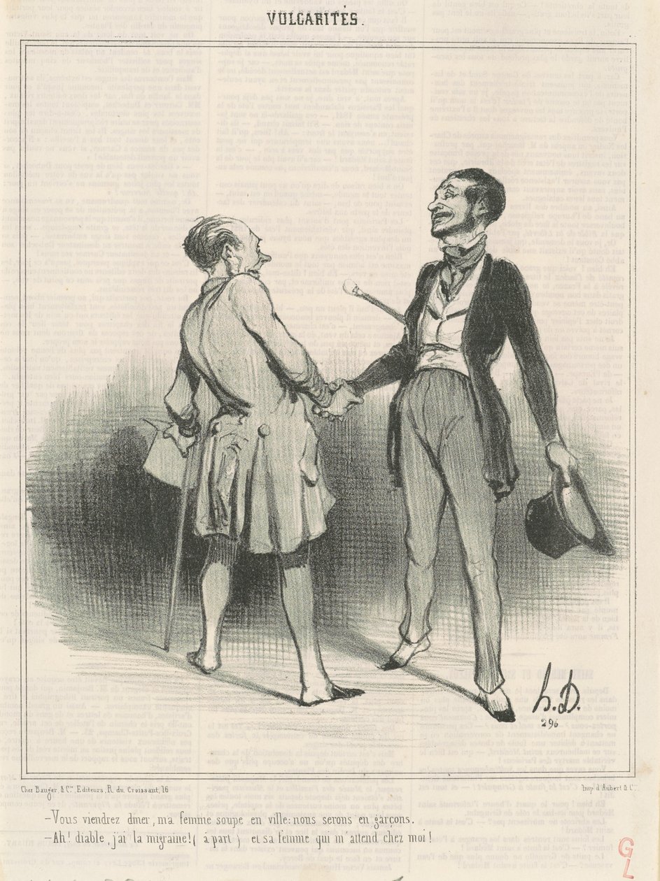Du kommer til middag, min kone spiser middag i byen... av Honoré Daumier