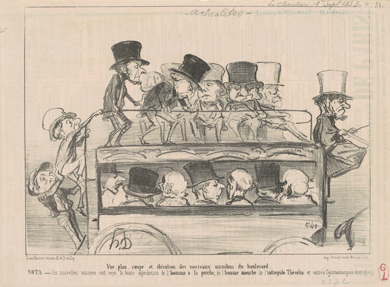 Utsikt ... og høyde over ... omnibussene til boulevarden ... av Honoré Daumier